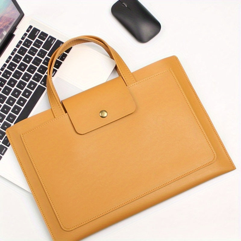 Waterproof Faux Leather Laptop Handbag - Anti-Fall, Ideal for 15/16-inch Laptops