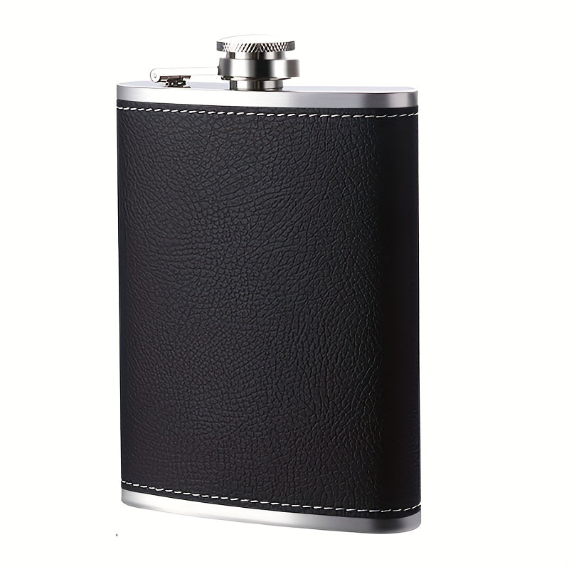 1 Set 8oz/1pc 30Z/1pc 80Z Black Leather Flask 8oz 18/8 stainless steel soft touch leather wrapped Flask Gift Set 2 cups and chimney 100% leak-proof