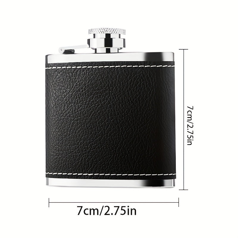 1 Set 8oz/1pc 30Z/1pc 80Z Black Leather Flask 8oz 18/8 stainless steel soft touch leather wrapped Flask Gift Set 2 cups and chimney 100% leak-proof