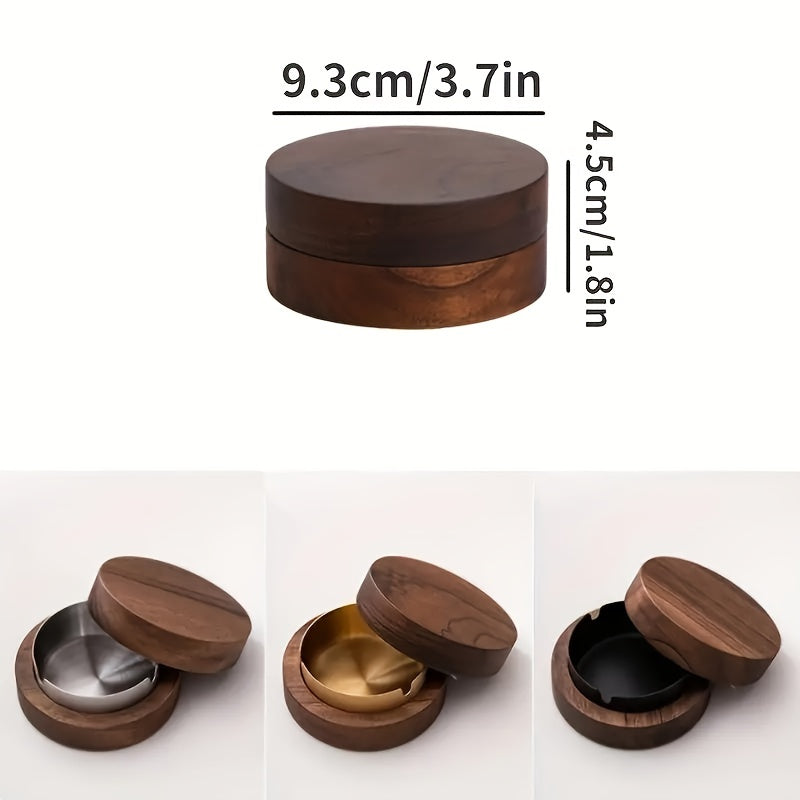 Stylish Wood And Stainless Steel Ashtray  - Perfect For Smoking And Cigar Lovers